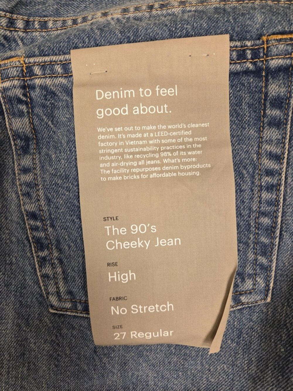 NWT Everlane: The 90's Cheeky Jeans, High-rise, Size 27 Regular, Blue - Picture 7 of 16
